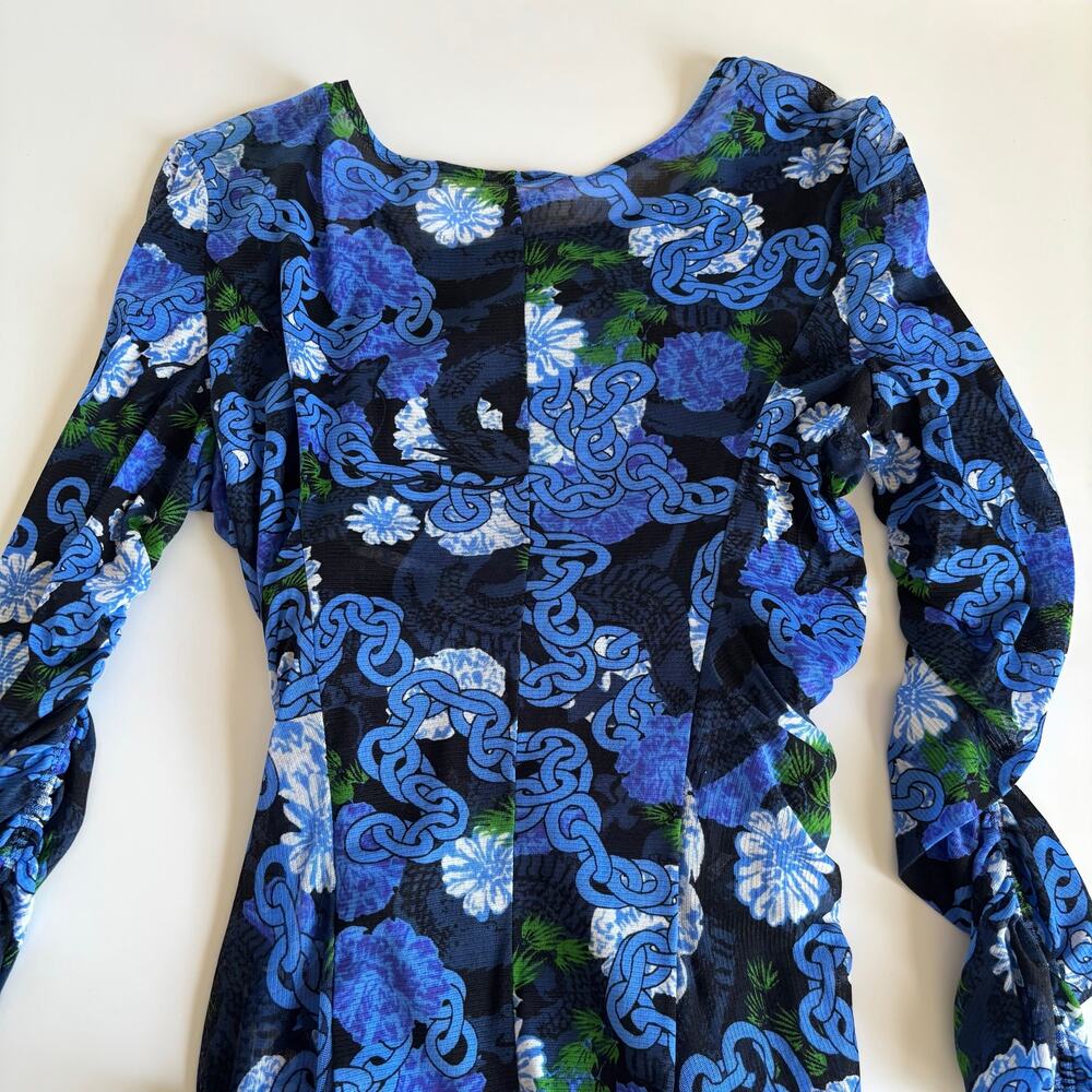 Diane Von Furstenberg Corinne Dragon Ruched Stretch Mesh Dress Women’s Medium - Picture 8 of 8